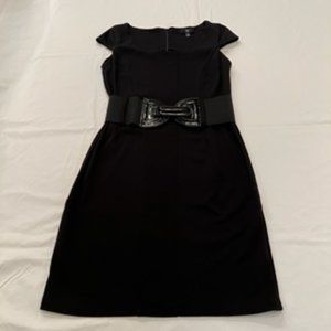Aqua Women's Black Vintage Dress With Wide Black Belt Large